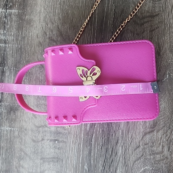 NEW! Barbie Pink Jelly Gold Butterfly Twist Lock Studded Crossbody Bag - Picture 8 of 9